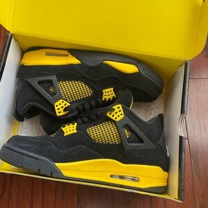 Authentic Air Jordan Air 4 Retro Black and Tour Yellow